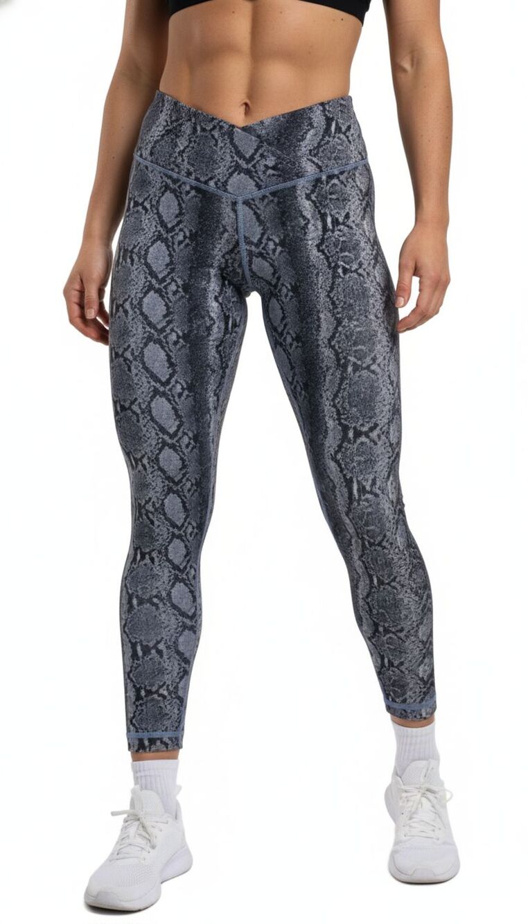 Victoria Secret Leggings On Point Blue Snake Skin Print Crossover Ankle Sz 10